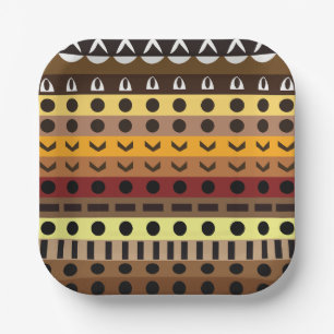 Colourful Tribal Deco Art Pattern Party Paper Plate