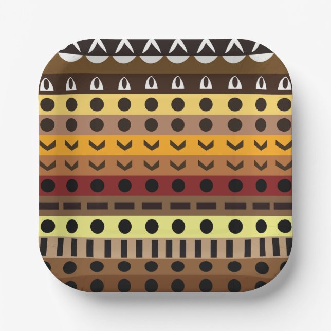 Colourful Tribal Deco Art Pattern Party Paper Plate (Front)