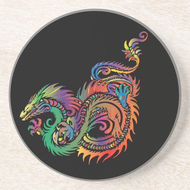 Colourful Tribal Dragon Coaster (Front)
