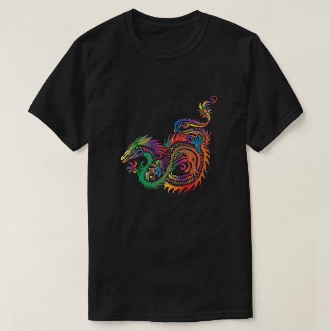 Colourful Tribal Dragon T-Shirt (Design Front)