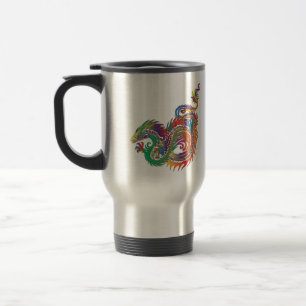 Colourful Tribal Dragon Travel Mug