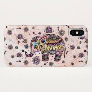 Colourful Tribal Elephant On Marble Swirls Case-Mate iPhone Case