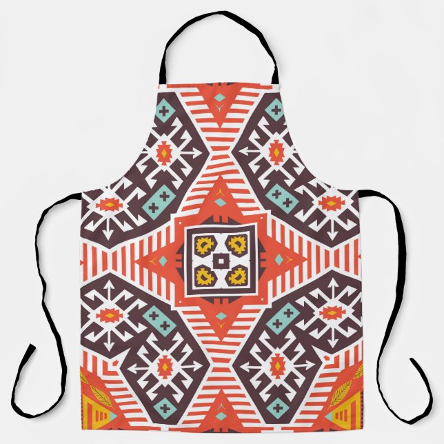 Colourful tribal ethnic seamless pattern apron (Front)