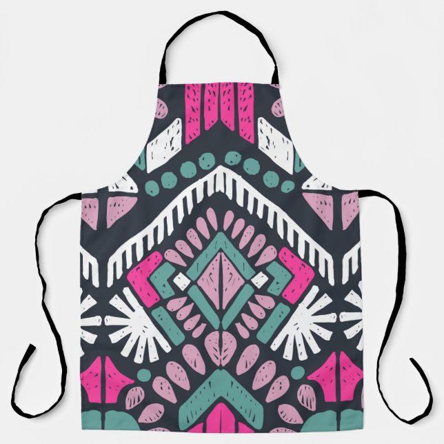 Colourful tribal ethnic seamless pattern apron (Front)