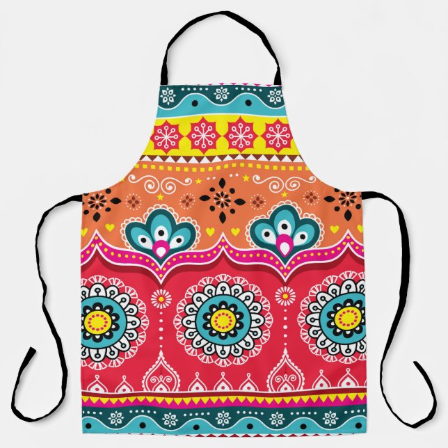 Colourful tribal ethnic seamless pattern apron (Front)