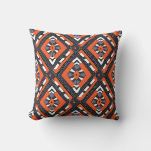 Colourful tribal ethnic seamless pattern cushion