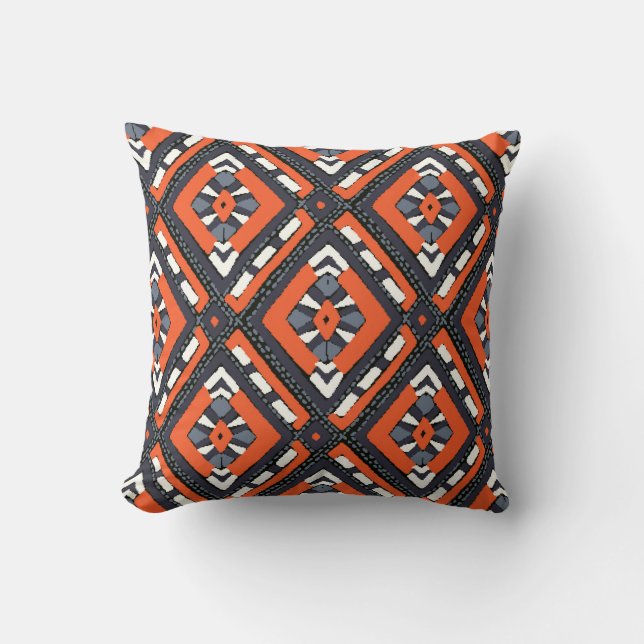 Colourful tribal ethnic seamless pattern cushion (Front)