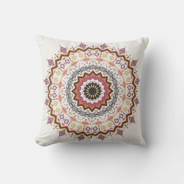 Colourful tribal ethnic seamless pattern cushion (Front)