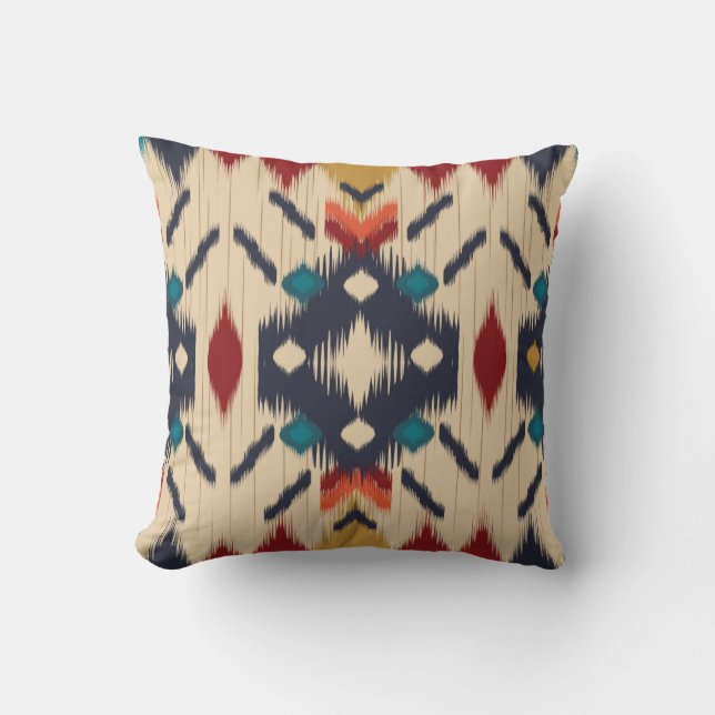 Colourful tribal ethnic seamless pattern cushion (Front)