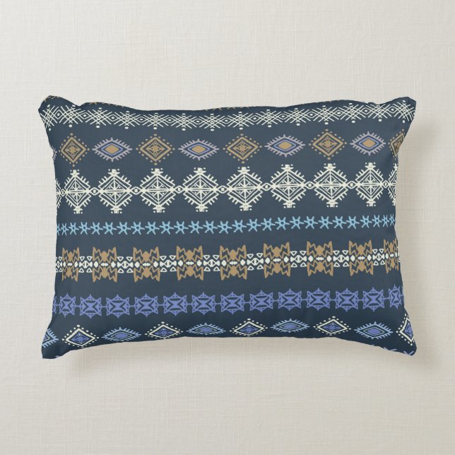Colourful tribal ethnic seamless pattern decorative cushion (Front)