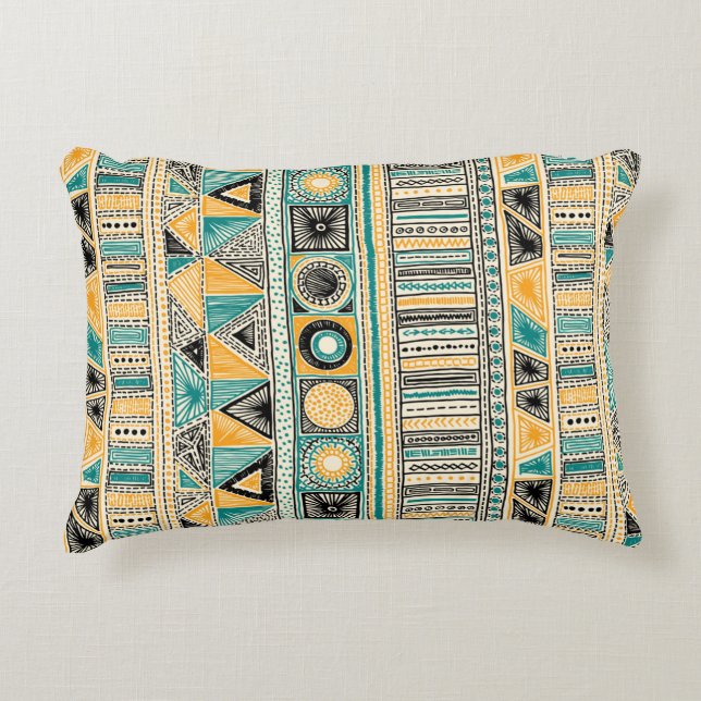 Colourful tribal ethnic seamless pattern decorative cushion (Front)