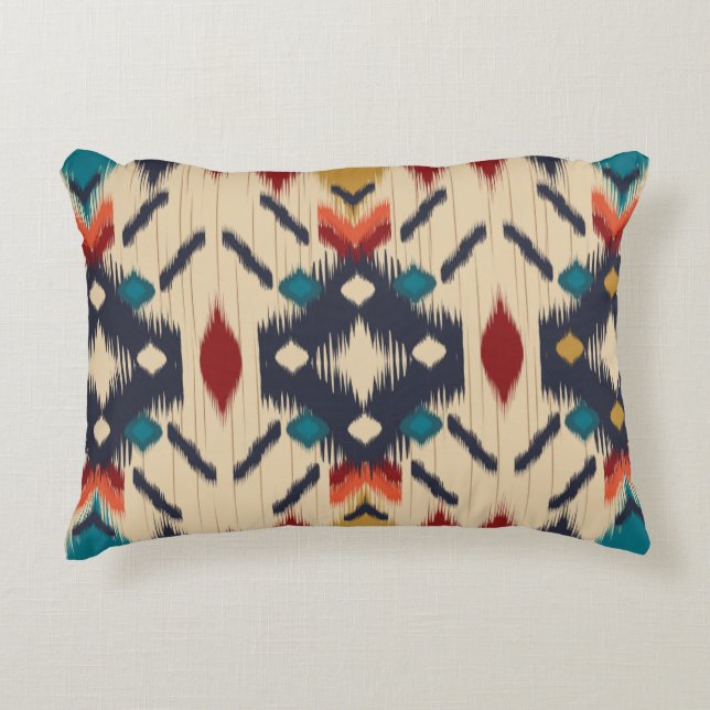 Colourful tribal ethnic seamless pattern decorative cushion (Front)