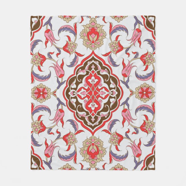 Colourful tribal ethnic seamless pattern fleece blanket (Front)