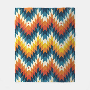 Colourful tribal ethnic seamless pattern fleece blanket