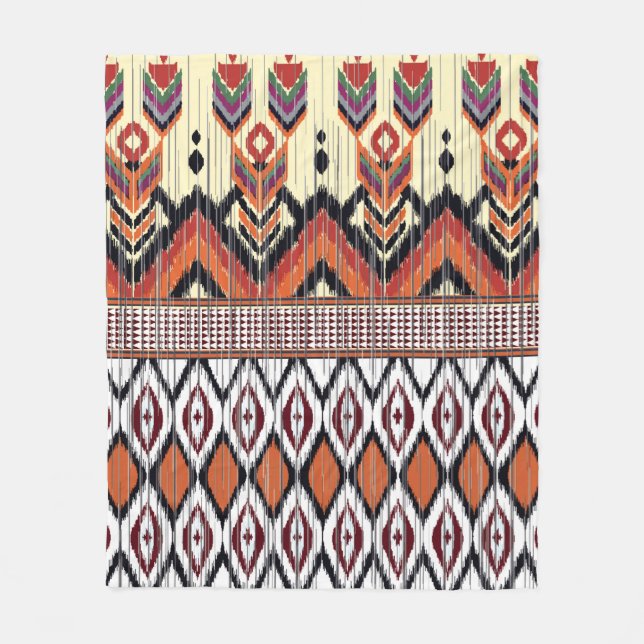 Colourful tribal ethnic seamless pattern fleece blanket (Front)