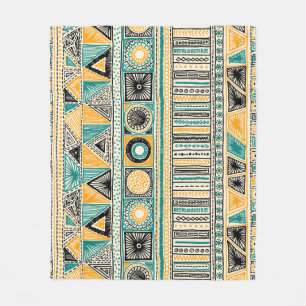 Colourful tribal ethnic seamless pattern fleece blanket
