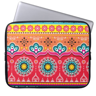 Colourful tribal ethnic seamless pattern laptop sleeve