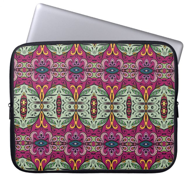 Colourful tribal ethnic seamless pattern laptop sleeve (Front)