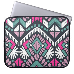 Colourful tribal ethnic seamless pattern laptop sleeve