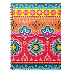 Colourful tribal ethnic seamless pattern notebook