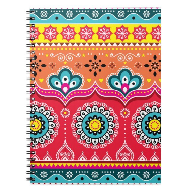 Colourful tribal ethnic seamless pattern notebook (Front)