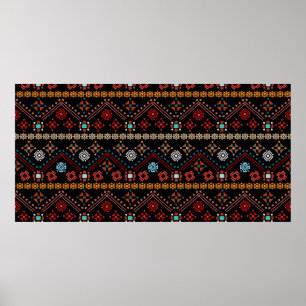 Colourful tribal ethnic seamless pattern poster