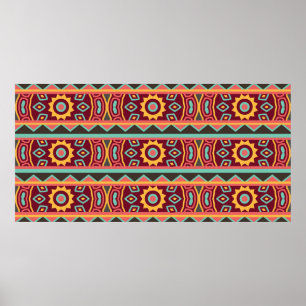 Colourful tribal ethnic seamless pattern poster