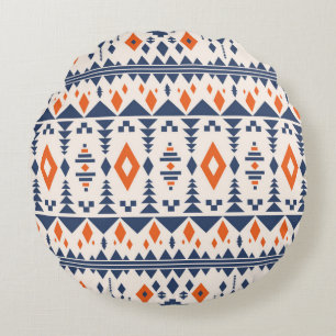 Colourful tribal ethnic seamless pattern round cushion