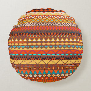 Colourful tribal ethnic seamless pattern. round cushion