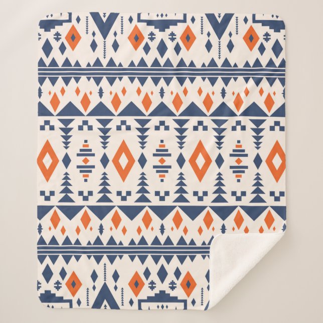 Colourful tribal ethnic seamless pattern sherpa blanket (Front)