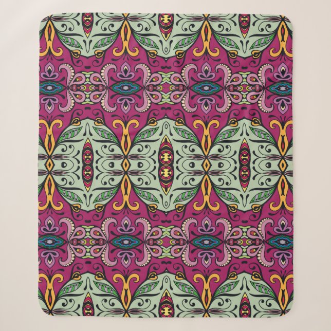 Colourful tribal ethnic seamless pattern sherpa blanket (Front)