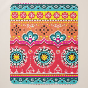 Colourful tribal ethnic seamless pattern sherpa blanket