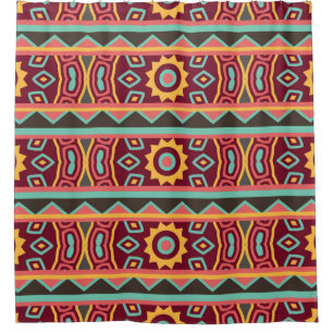 Colourful tribal ethnic seamless pattern shower curtain