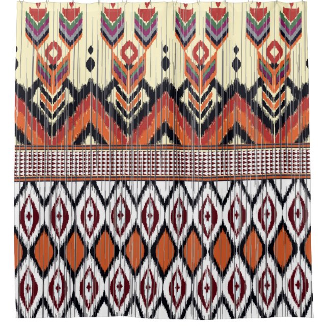 Colourful tribal ethnic seamless pattern shower curtain (Front)