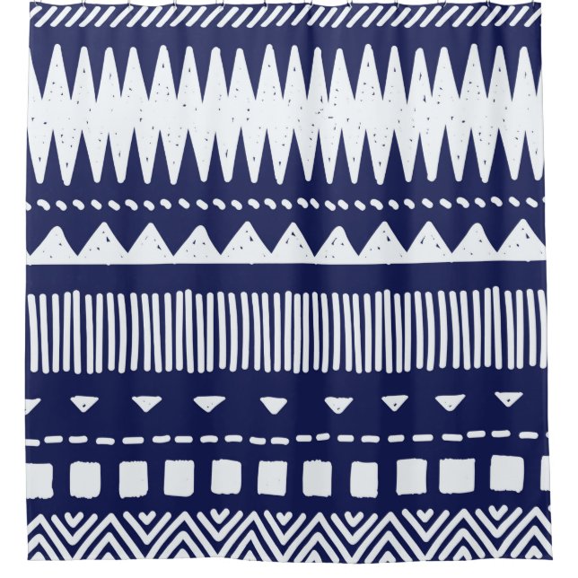 Colourful tribal ethnic seamless pattern shower curtain (Front)