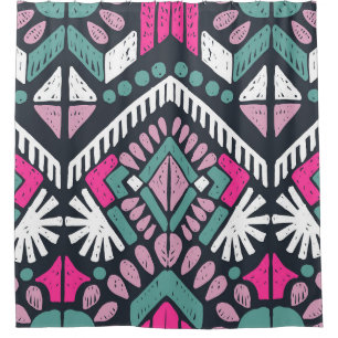 Colourful tribal ethnic seamless pattern shower curtain
