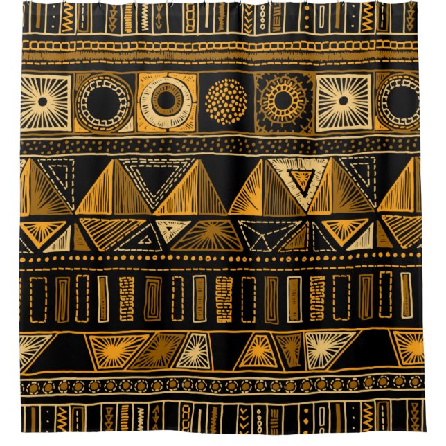 Colourful tribal ethnic seamless pattern shower curtain (Front)