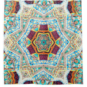 Colourful tribal ethnic seamless pattern shower curtain