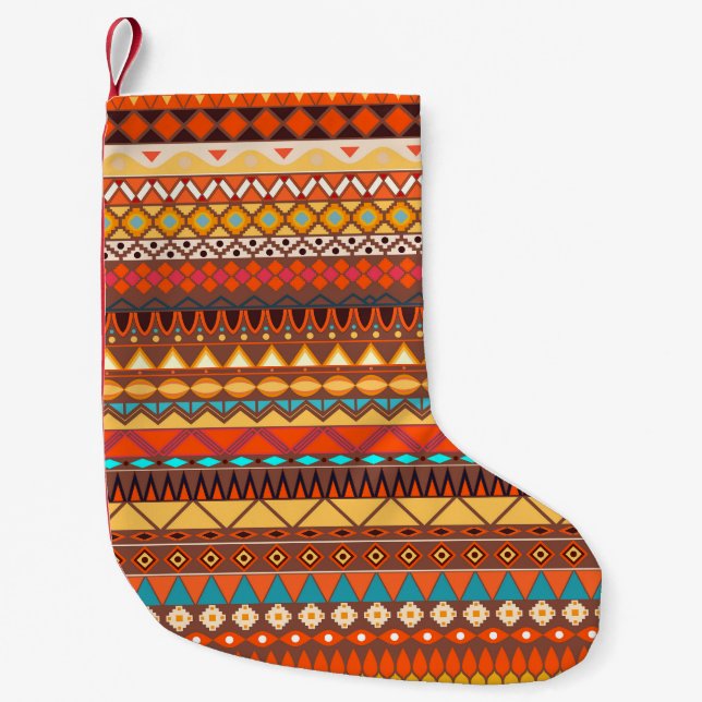 Colourful tribal ethnic seamless pattern. small christmas stocking (Front)