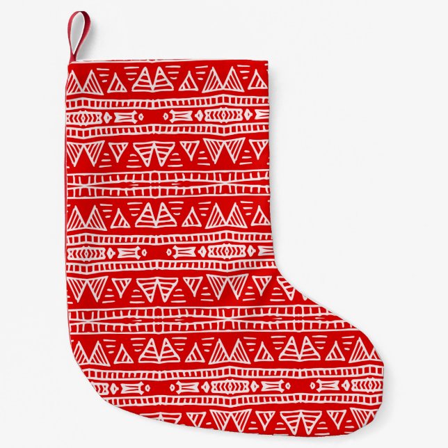 Colourful tribal ethnic seamless pattern small christmas stocking (Front)