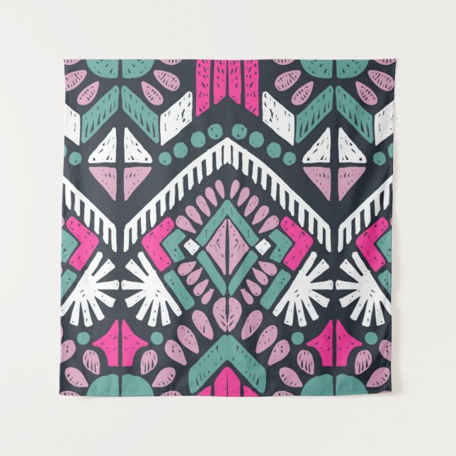 Colourful tribal ethnic seamless pattern tapestry (Front)