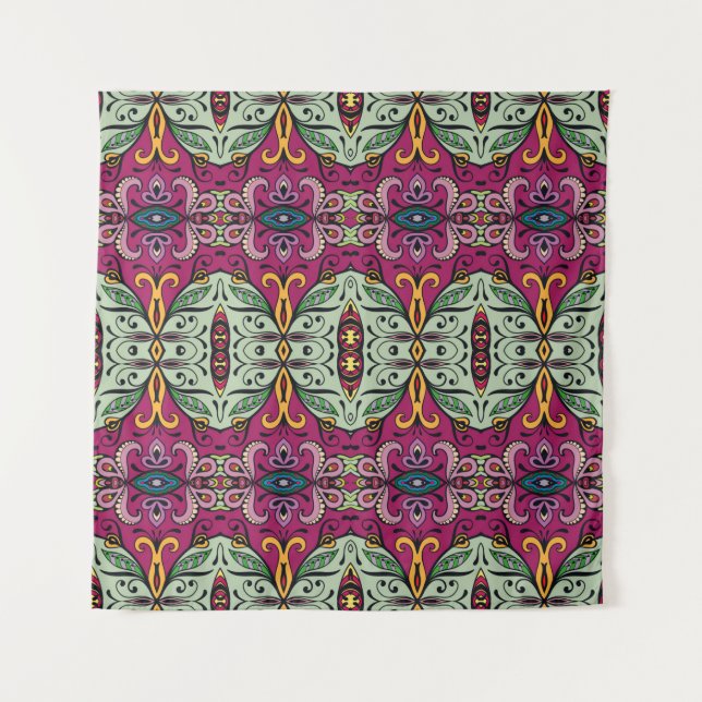 Colourful tribal ethnic seamless pattern tapestry (Front)