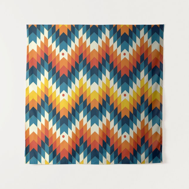 Colourful tribal ethnic seamless pattern tapestry (Front)
