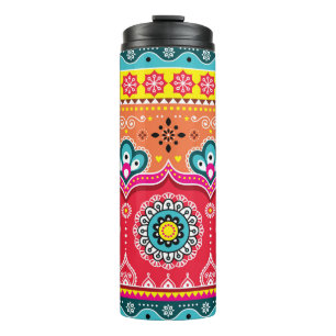Colourful tribal ethnic seamless pattern thermal tumbler