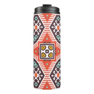 Colourful tribal ethnic seamless pattern thermal tumbler