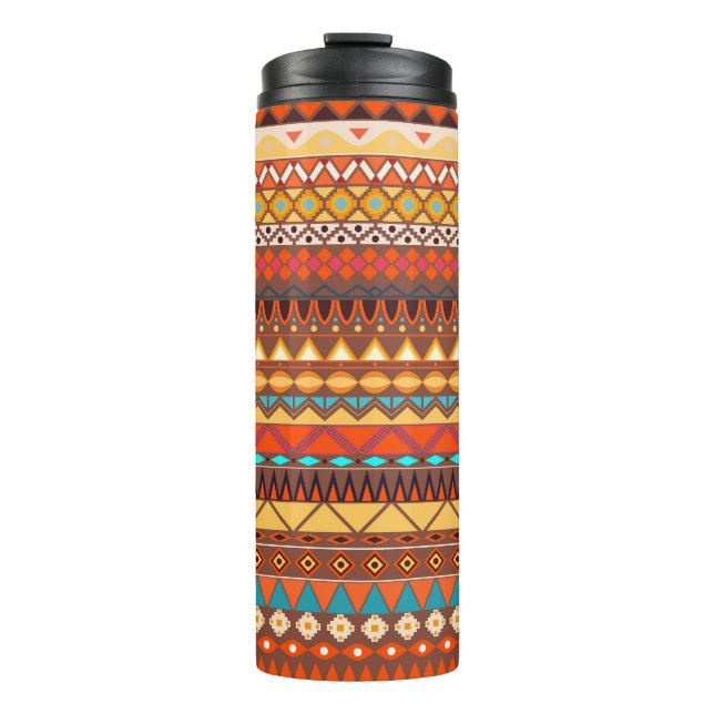 Colourful tribal ethnic seamless pattern. thermal tumbler (Front)