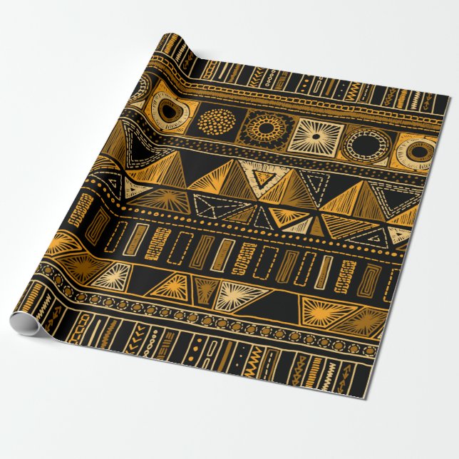 Colourful tribal ethnic seamless pattern wrapping paper (Unrolled)