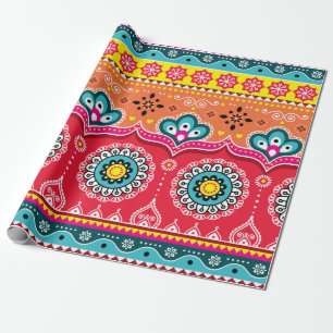 Colourful tribal ethnic seamless pattern wrapping paper