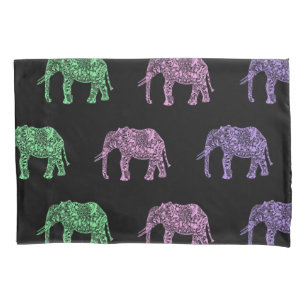 colourful tribal floral boho elephant pattern pillowcase