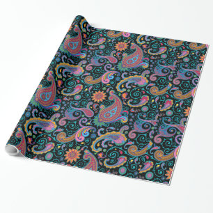 Colourful Tribal Floral Paisley Pattern Wrapping Paper